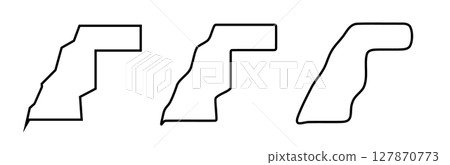 Western Sahara country black outline silhouettes in three different levels of smoothness. Simplified maps. Vector icons isolated on white background. Western Sahara country black outline silhouettes in three different levels of smoothness. Simplified maps. Vector icons isolated on white background. 127870773