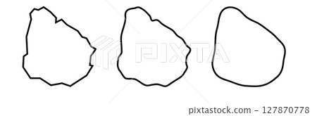 Uruguay country black outline silhouettes in three different levels of smoothness. Simplified maps. Vector icons isolated on white background. Uruguay country black outline silhouettes in three different levels of smoothness. Simplified maps. Vector icons isolated on white background. 127870778