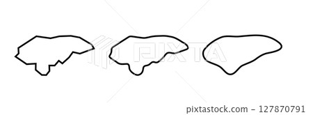 Honduras country black outline silhouettes in three different levels of smoothness. Simplified maps. Vector icons isolated on white background. Honduras country black outline silhouettes in three different levels of smoothness. Simplified maps. Vector icons isolated on white background. 127870791
