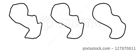 Paraguay country black outline silhouettes in three different levels of smoothness. Simplified maps. Vector icons isolated on white background. 127870811