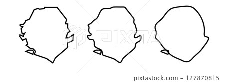 Sierra Leone country black outline silhouettes in three different levels of smoothness. Simplified maps. Vector icons isolated on white background. 127870815