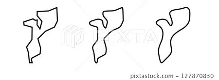 Mozambique country black outline silhouettes in three different levels of smoothness. Simplified maps. Vector icons isolated on white background. 127870830