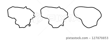 Lithuania country black outline silhouettes in three different levels of smoothness. Simplified maps. Vector icons isolated on white background. 127870853