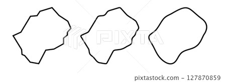 Lesotho country black outline silhouettes in three different levels of smoothness. Simplified maps. Vector icons isolated on white background. 127870859