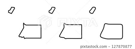Equatorial Guinea country black outline silhouettes in three different levels of smoothness. Simplified maps. Vector icons isolated on white background. 127870877