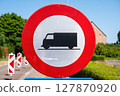 Road sign trucks forbidden in Westerlo, Antwerp Province, Belgium 127870920