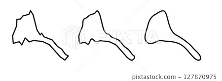 Eritrea country black outline silhouettes in three different levels of smoothness. Simplified maps. Vector icons isolated on white background. Eritrea country black outline silhouettes in three different levels of smoothness. Simplified maps. Vector icons isolated on white background. 127870975