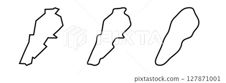 Lebanon country black outline silhouettes in three different levels of smoothness. Simplified maps. Vector icons isolated on white background. Lebanon country black outline silhouettes in three different levels of smoothness. Simplified maps. Vector icons isolated on white background. 127871001