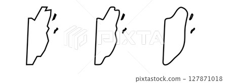 Belize country black outline silhouettes in three different levels of smoothness. Simplified maps. Vector icons isolated on white background. 127871018