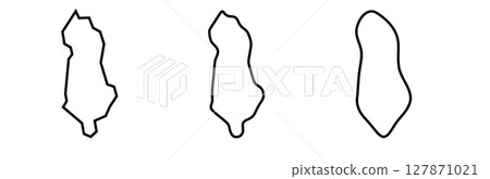 Albania country black outline silhouettes in three different levels of smoothness. Simplified maps. Vector icons isolated on white background. 127871021