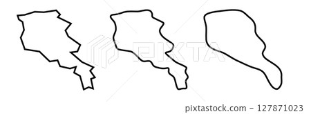 Armenia country black outline silhouettes in three different levels of smoothness. Simplified maps. Vector icons isolated on white background. 127871023