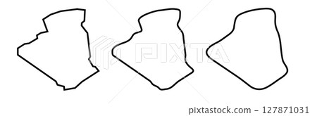 Algeria country black outline silhouettes in three different levels of smoothness. Simplified maps. Vector icons isolated on white background. 127871031