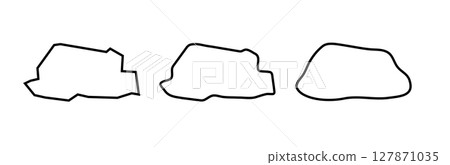 Bhutan country black outline silhouettes in three different levels of smoothness. Simplified maps. Vector icons isolated on white background. 127871035