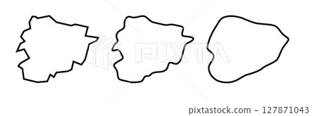 Andorra country black outline silhouettes in three different levels of smoothness. Simplified maps. Vector icons isolated on white background. 127871043