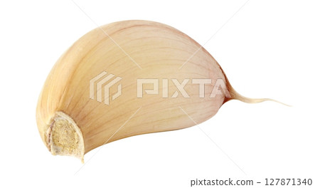 One segment of raw garlic isolated on white 127871340