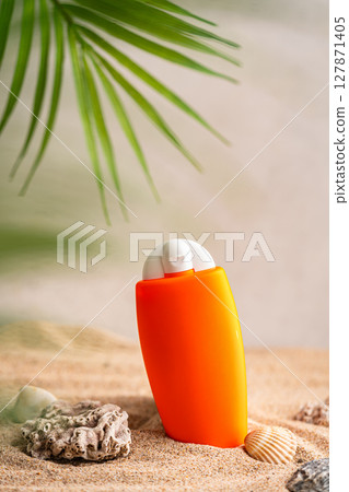 Sunblock or sunscreen in cosmetic tube 127871405