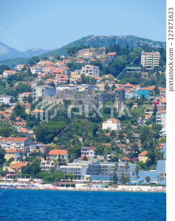Fortresses and Colorful Houses of Herceg Novi Overlooking the Bay of Kotor in Montenegro Fortresses and Colorful Houses of Herceg Novi Overlooking the Bay of Kotor in Montenegro 127871623