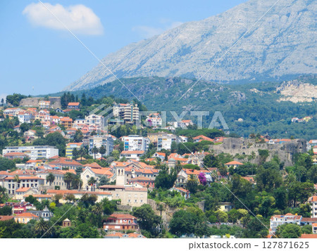 Exploring Herceg Novi Fortresses and Stunning Mountain Views in Montenegros Boka Kotorska Region 127871625