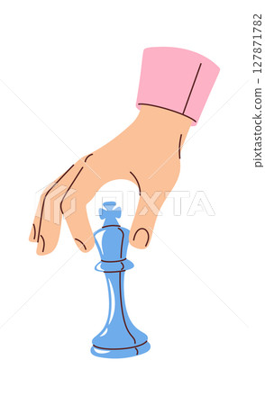 Human hand holding chess king Human hand holding chess king 127871782