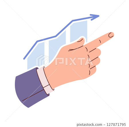 Business hand pointing growth arrow Business hand pointing growth arrow 127871795