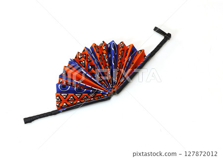 Colorful African fan on white background Colorful African fan on white background 127872012