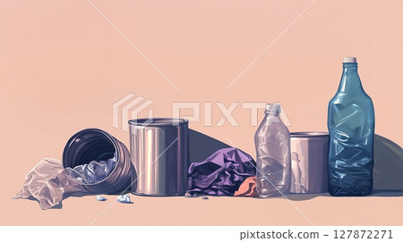 Garbage. An eco-friendly poster promoting proper waste management with an emphasis on recycling and reducing the amount of garbage Garbage. An eco-friendly poster promoting proper waste management with an emphasis on recycling and reducing the amount of garbage 127872271