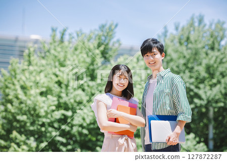 University students, university campus, vocational school students, blue sky 127872287