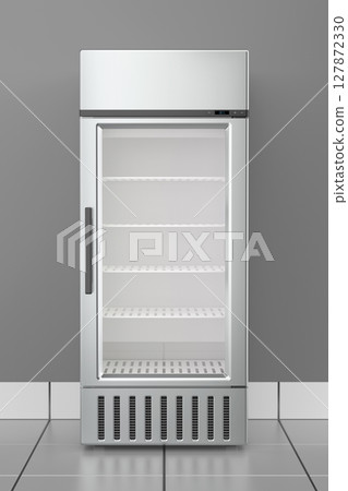 Empty supermarket beverage refrigerator Empty supermarket beverage refrigerator 127872330