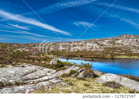 Beautiful lake at top of Penameda hill in national park Peneda Geres in Portugal. 127872597