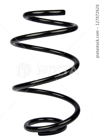 Black Coil Spring Isolated On White Background 127872628