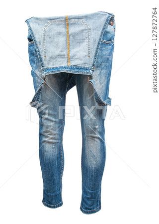denim or blue jeans overalls-close up denim or blue jeans overalls-close up 127872764