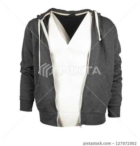 Gray tracksuit on white background Gray tracksuit on white background 127872802