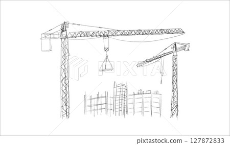 Building crane sketch 127872833