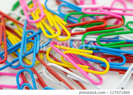 colorful clip closeup on white background colorful clip closeup on white background 127872860