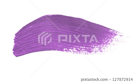 Acrylic violet paint brush track blank art isolated on the white background 127872914