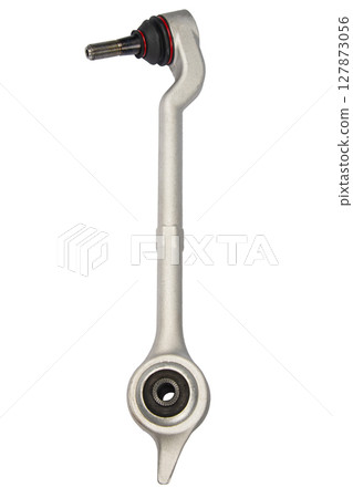 Front stabilizer isolated on white background. New car spare parts. Stabilizer link isolated. Rod connecting link. New car stabilizer links. Quality spare parts for car service or maintenance Front stabilizer isolated on white background. New car spare parts. Stabilizer link isolated. Rod connecting link. New car stabilizer links. Quality spare parts for car service or maintenance 127873056