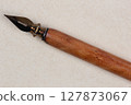 Fountain pen on an antique textured paper. 127873067
