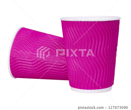 red blank disposable paper coffee cup isolated on white 127873090