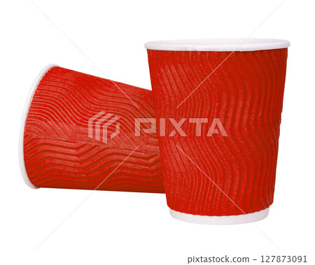 red blank disposable paper coffee cup isolated on white 127873091