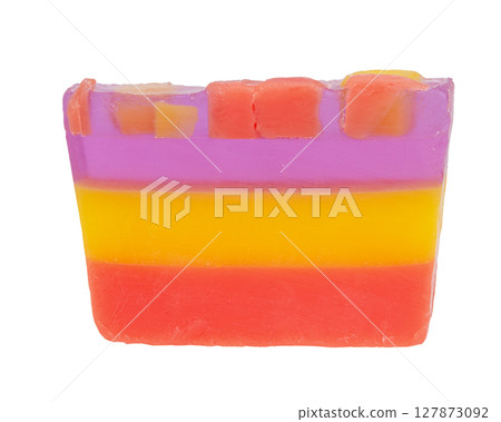 Handmade soap bar isolated on white background 127873092