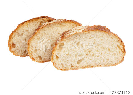 Slices of bread isolated on white background 127873140