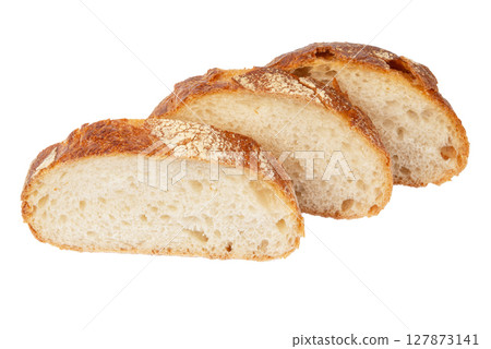 Slices of bread isolated on white background 127873141