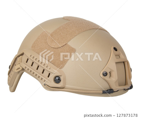 Military helmet on a white background. 127873178