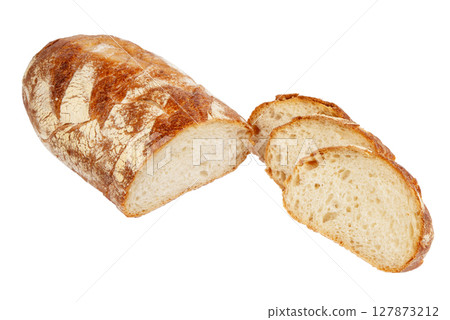 Fresh baked bread isolated on white background 127873212