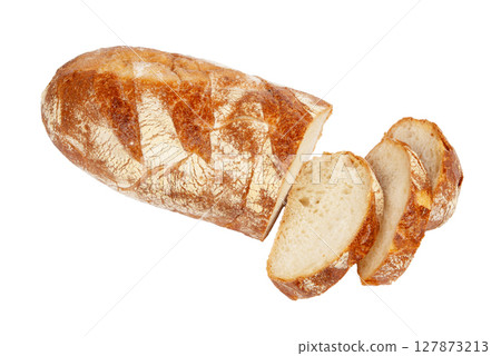 Fresh baked bread isolated on white background 127873213