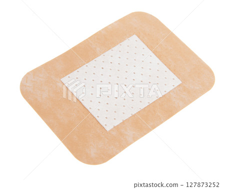 Brown elastic plaster sticky isolated on the white background Brown elastic plaster sticky isolated on the white background 127873252