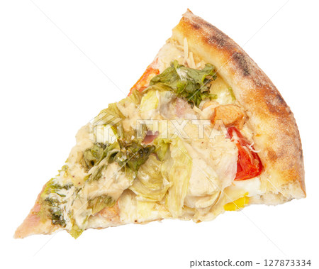 slice of delicious italian pizza, isolated on white slice of delicious italian pizza, isolated on white 127873334