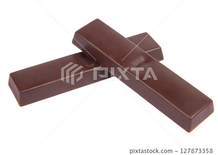 Chocolate bar isolated on a white background. Dark chocolate isolated. 127873358