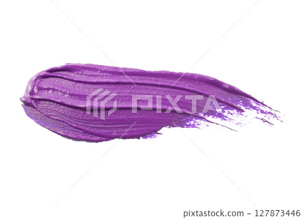 paint smear smudge swatch isolated on white background. Cream makeup texture. Colored cosmetic product brush stroke swipe sample 127873446