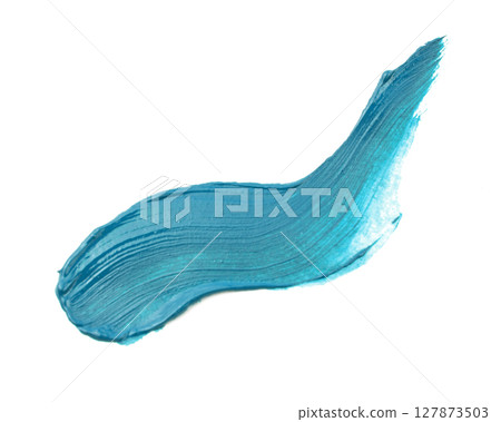 Abstract brushstroke of blue paint isolated on white Abstract brushstroke of blue paint isolated on white 127873503